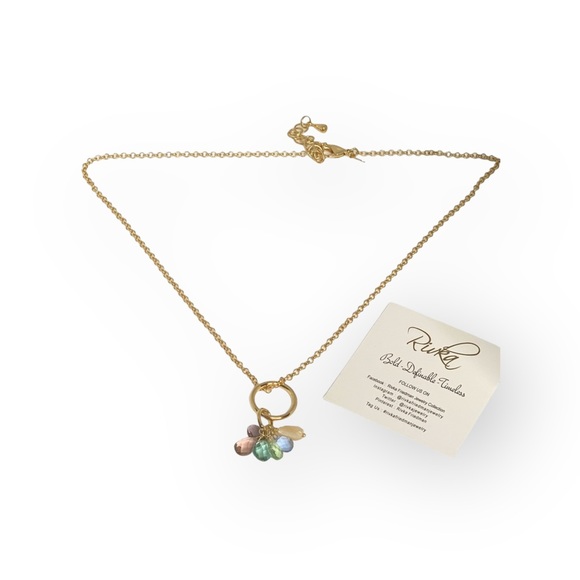 new Rivka Friedman ꕥ Briolette Gemstones Pendant Necklace ꕥ 18K Gold Clad ꕥ Gems - Picture 10 of 16